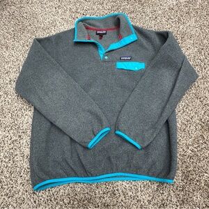 Patagonia Gray and Teal Men's Crewneck Sweater